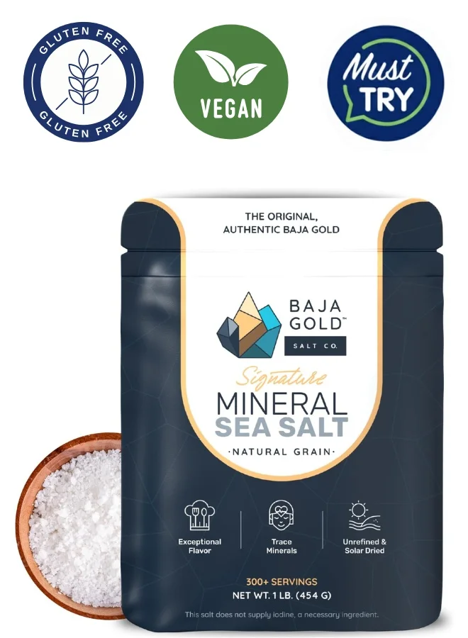 Baja Gold Mineral Sea Salt Natural Grain Premium Cooking and Baking Salt (454 g) 2ghv6