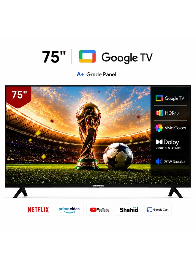 Premium 75 Inch 4K UHD Smart LED TV with Dolby Vision and HDR10 (190 cm) pamzw