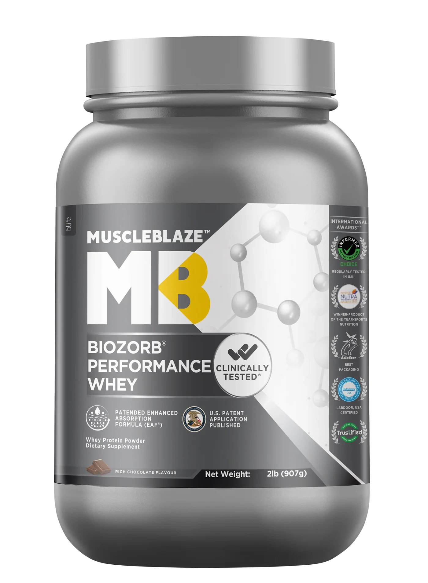 MuscleBlaze Biozorb Performance Whey Protein Powder (Rich Chocolate, 907g) gt6jt