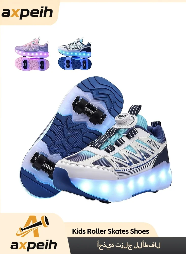 Axpeih Kids Roller Skates Shoes with 16 LED Flashing Modes (Unisex, Breathable Mesh, Beginner-Friendly) 5xcgy