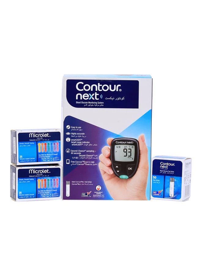 Contour Next Connected Blood Glucose Monitoring Starter Kit (1 Meter, 50 Test Strips, 50 Lancets) zv3xm