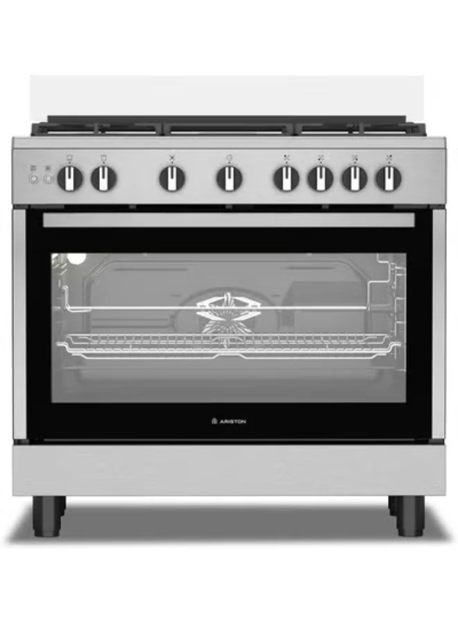 Premium 90cm Gas Cooker with 5 Burners and Fan-Assisted Oven, Stainless Steel Finish, Auto Ignition and Safety Valve (90cm) imr2o