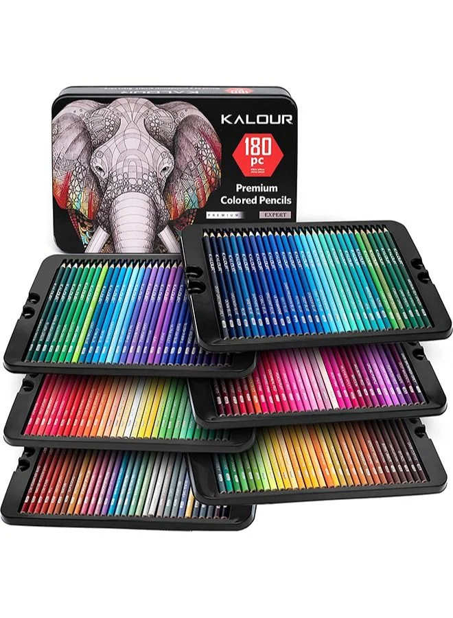 KALOUR 180 Colored Pencil Set Professional Wax-Based Drawing Art Supplies with Metallic Shades (180 Count) mdry3