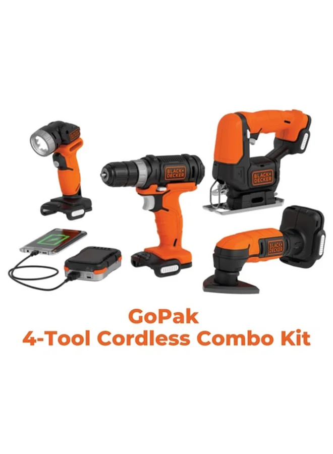 Premium 4-Tool Power Combo Kit Cordless DIY Home Repair Set (Orange/Black, 4-Piece) nz3wn