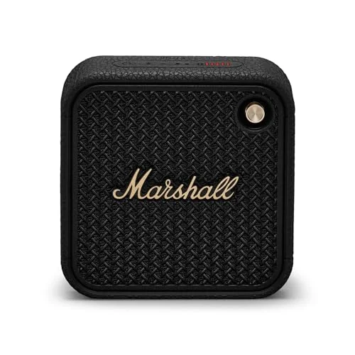 Portable Wireless Bluetooth Speaker Rugged Waterproof Compact Design with Deep Bass and Stereo Sound (Black and Brass) n5wcj