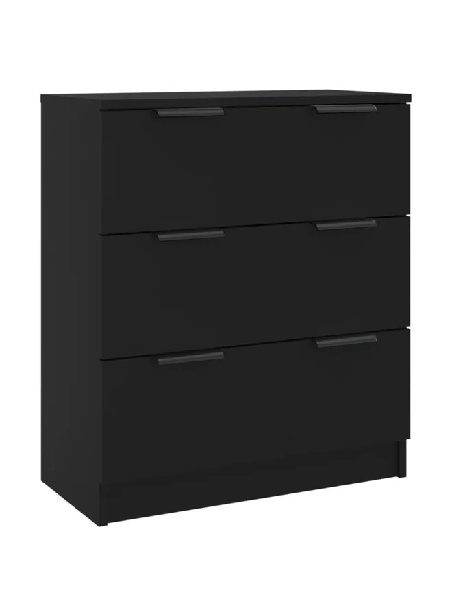 VidaXL Modern Sideboard Storage Cabinet (Black, 60x30x70 cm) Premium Engineered Wood Furniture for Living Room sky5p