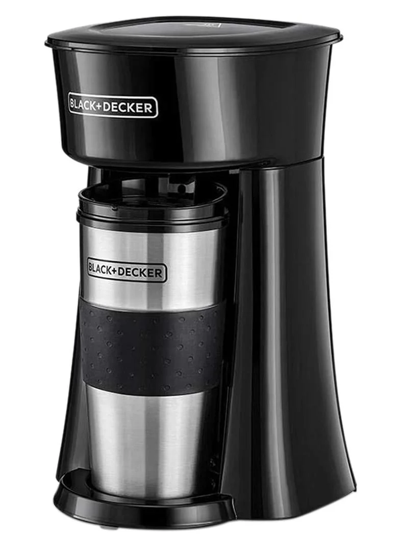Premium Personal Coffee Maker with 360ml Travel Mug, Compact Design, Auto-Off, 650W, Black/Silver (360 mL) porr1