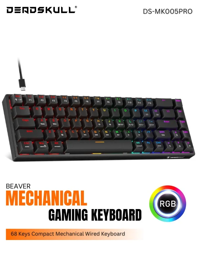 DEADSKULL MK005PRO 60% Wired RGB Gaming Keyboard (68 Keys Compact Mechanical Layout) ra251