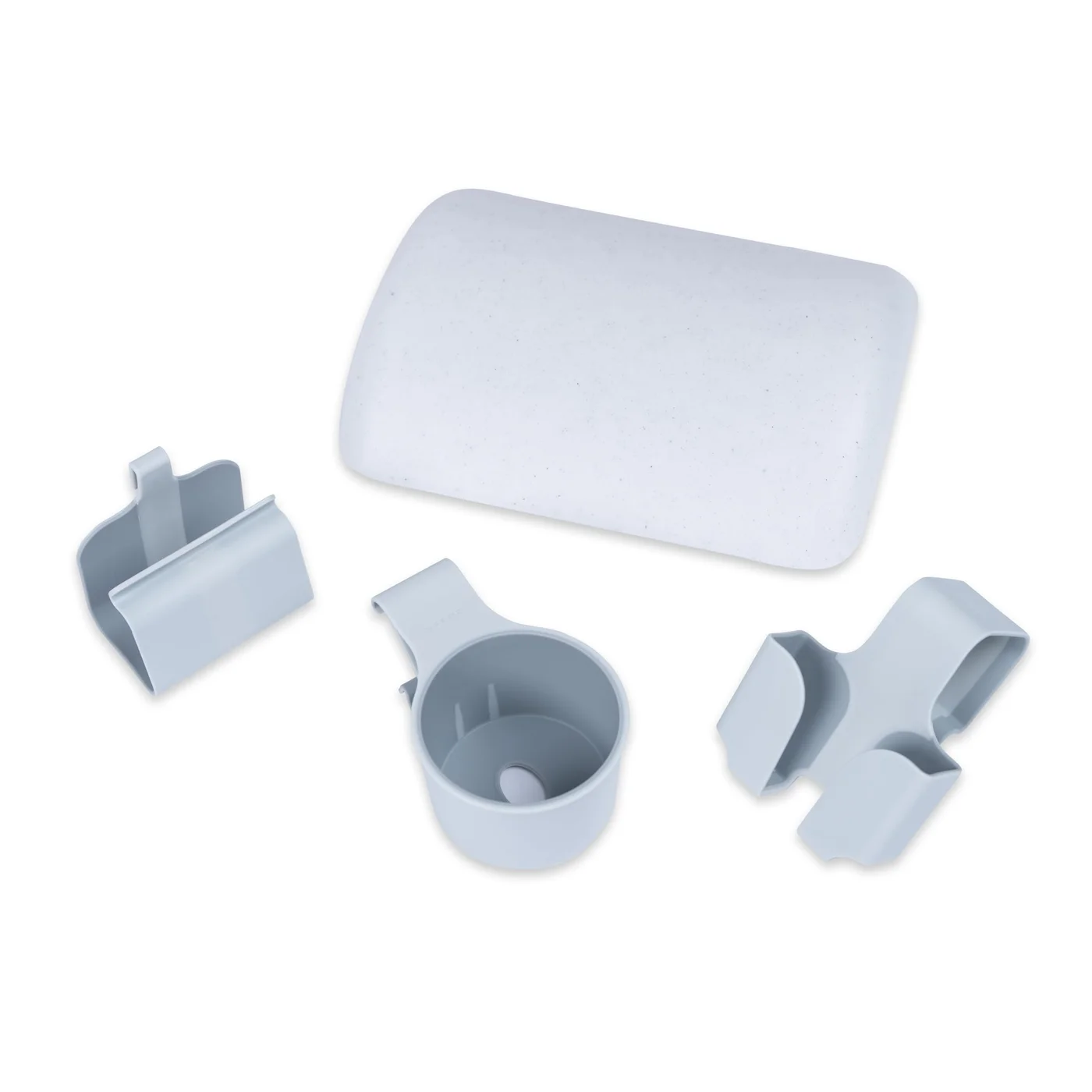 Premium Poolside Accessory Set for Loungers, Includes Pillow, Cup Holder, and Phone Holder, Durable Waterproof Plastic, Gray (3-Piece Set) nwrmc