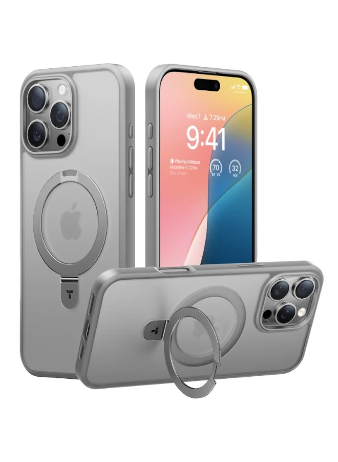 Premium Magnetic Protective Case with Built-in Stand for 6.3-inch Smartphone (Titanium Grey, 16.0 cm) hmb5q
