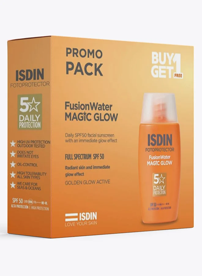 ISDIN Fusion Water Magic Glow SPF50+ Sunscreen Premium Lightweight Facial Protection (50 mL) rm2ng
