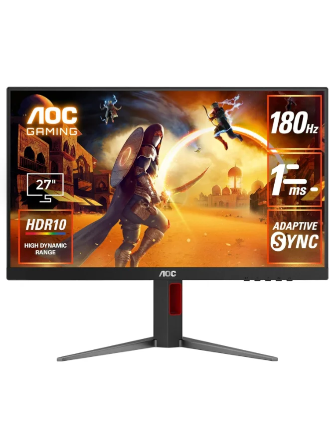 AOC Q27G4 Gaming Monitor 27-inch 2K QHD IPS 180Hz 1ms Adaptive-Sync DisplayHDR 400 (Black, 68.5 cm) yb0kp