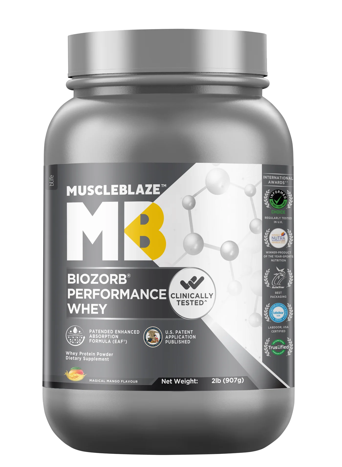 Premium Whey Protein Powder Performance Supplement (Magical Mango, 907g) 162x4