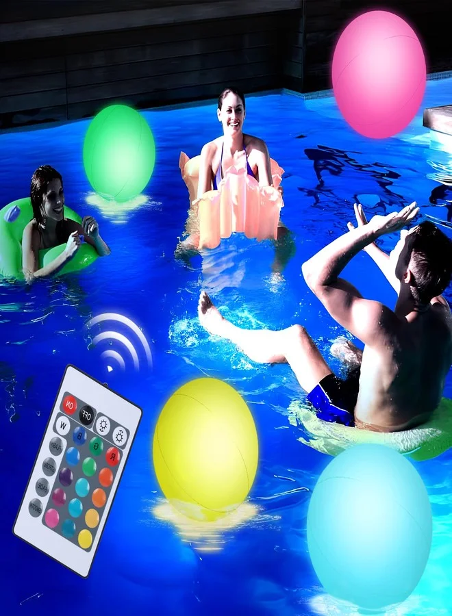 LovesTown LED Light Up Pool Beach Balls (16 Color Changing Modes, 30 cm, 4 Pack) for Outdoor Water Games and Party Decorations yjjgw