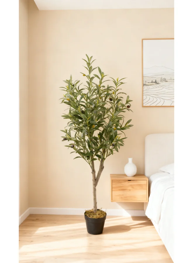Noon East Artificial Olive Tree with Pot (Green, 120cm) Lifelike Decorative Floor Plant for Home and Office ewt7w
