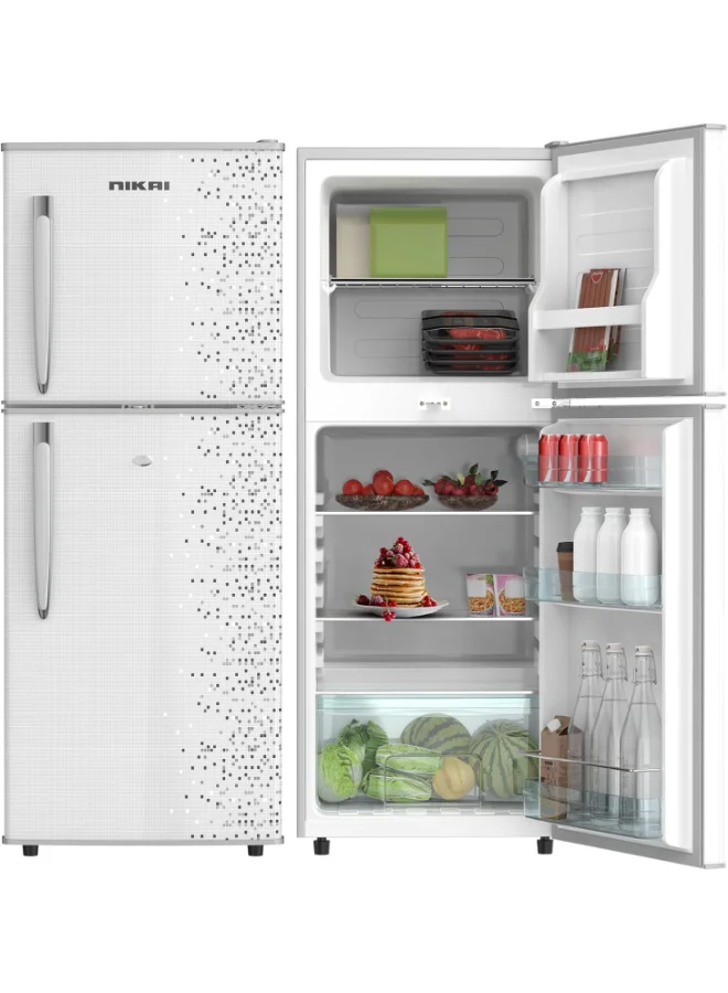 Nikai Double Door Refrigerator, 127L Net Capacity, Adjustable Glass Shelves, Energy Efficient Cooling, Silent Operation (Grey, 127 L) w570k