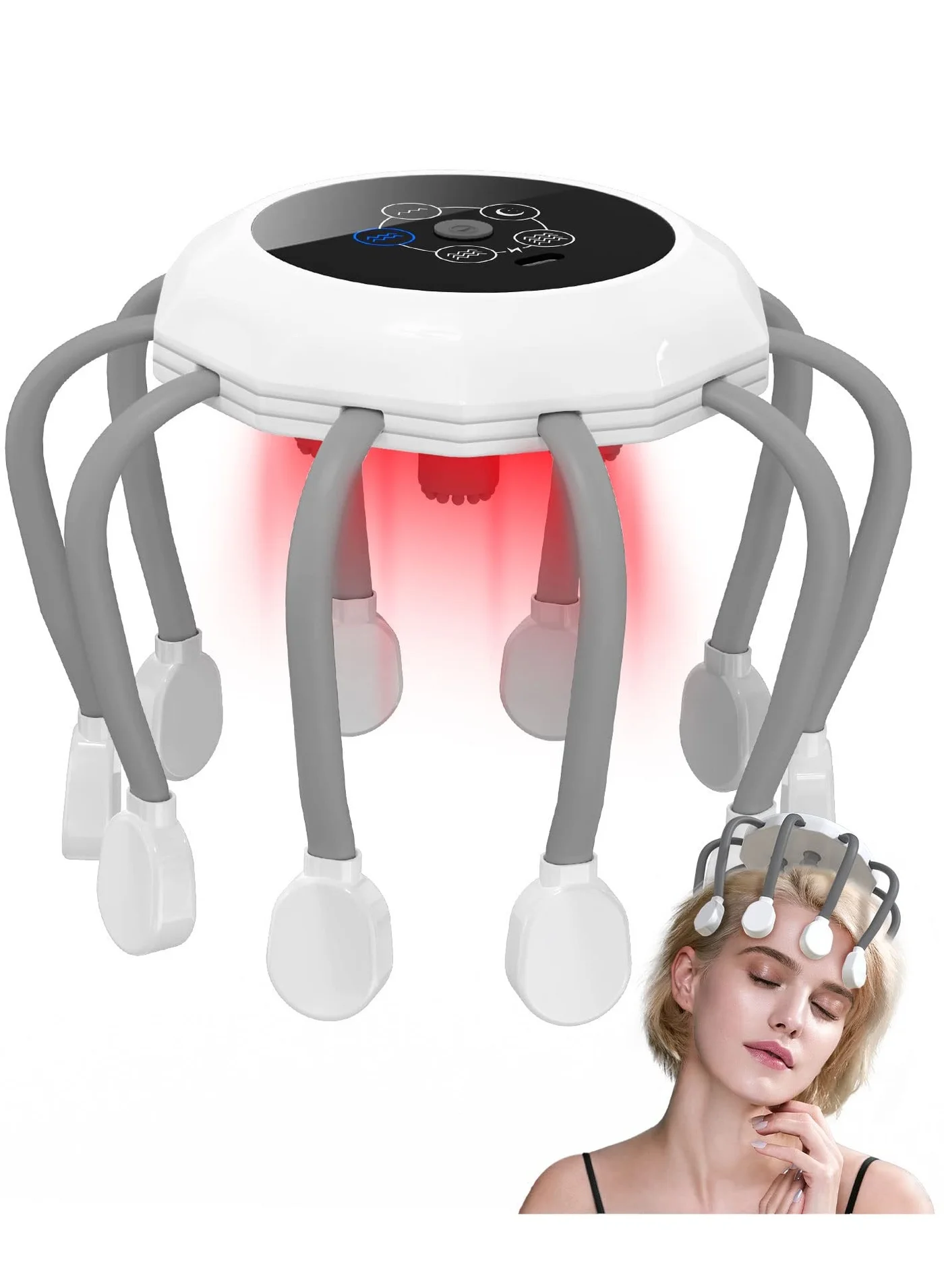 SYOSI Electric Head Massager Wireless Scalp Stimulator with 5 Modes and 14 Vibration Contacts (Premium, 360 Degree Coverage) p8rbz