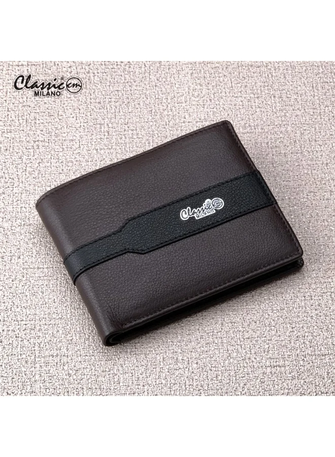 Premium Genuine Leather Bifold Wallet for Men RFID Blocking Slim Design (Brown, 11cm x 9cm) g2o3c