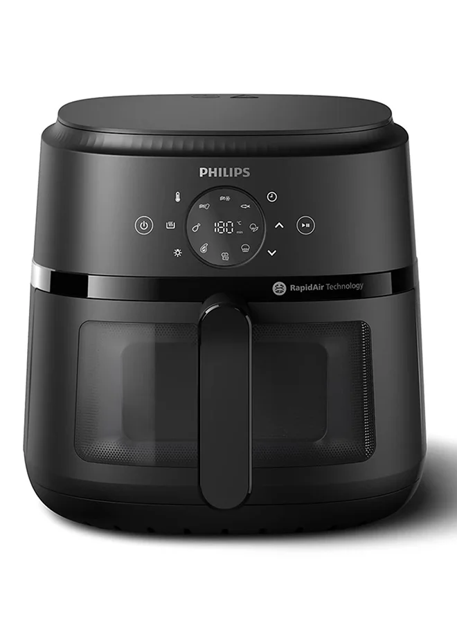 Professional Airfryer 6.2L Large Capacity with See-Through Window and 9 Preset Functions (Black, 6.2 L) nxqab