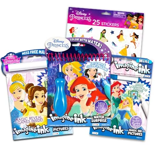 Princess Magic Activity Book Set with Invisible Ink Pens and Stickers (3-Piece Set) i2tap