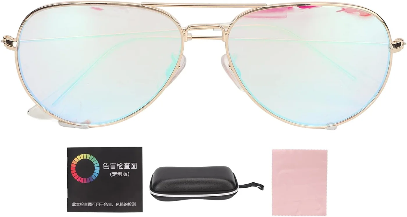 Klarako Color Correction Glasses Premium Optical Lens Golden Frame for Men and Women (One Size) mt7x7