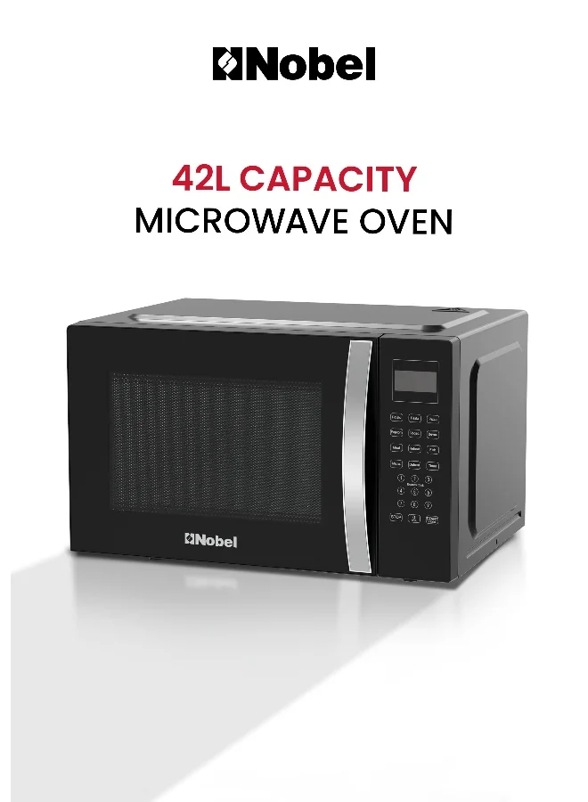 Nobel Microwave Oven 42L 1500W Premium Countertop Kitchen Appliance with 10 Power Levels and Auto Menu (Silver, 42 L) pkigy