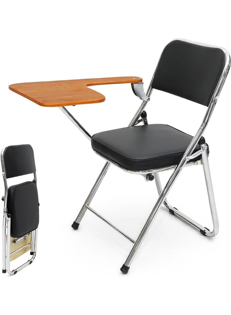 Premium Folding Study Chair with Writing Pad and Steel Frame (Black, Adult) 3hcjf