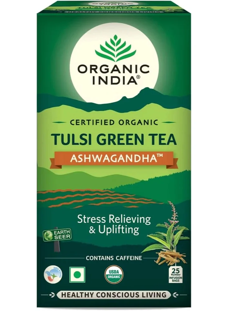 Organic India Tulsi Green Classic Tea Premium Herbal Infusion (25 Tea Bags) ucsk5