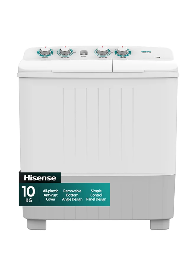 Twin Tub Washing Machine Portable Laundry Appliance (White & Black, 10 kg) dkl6x