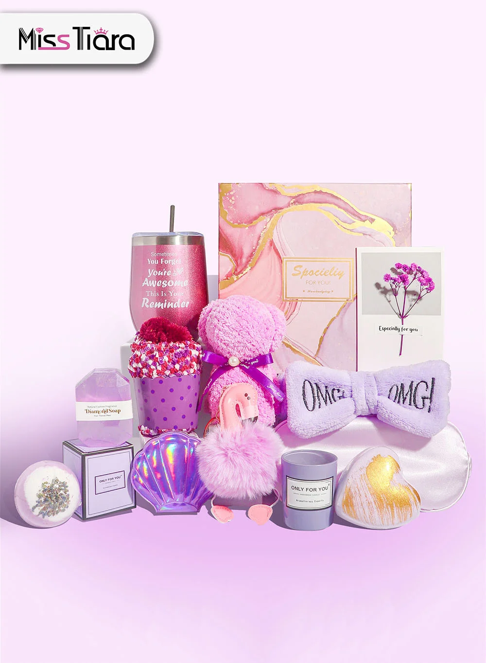 MissTiara Premium Spa Gift Set for Women (13-Piece Relaxing Self-Care Collection) - Birthday and Anniversary Gift Box tsdmw