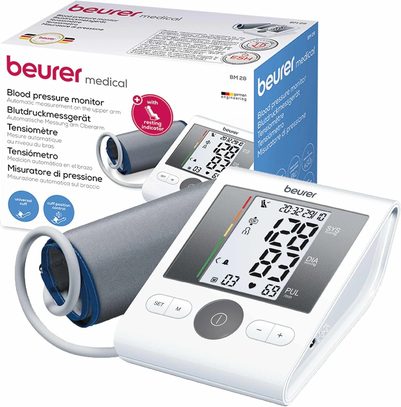 Premium Upper Arm Blood Pressure Monitor with Universal Cuff and Bluetooth Connectivity (1 Unit) mwobj