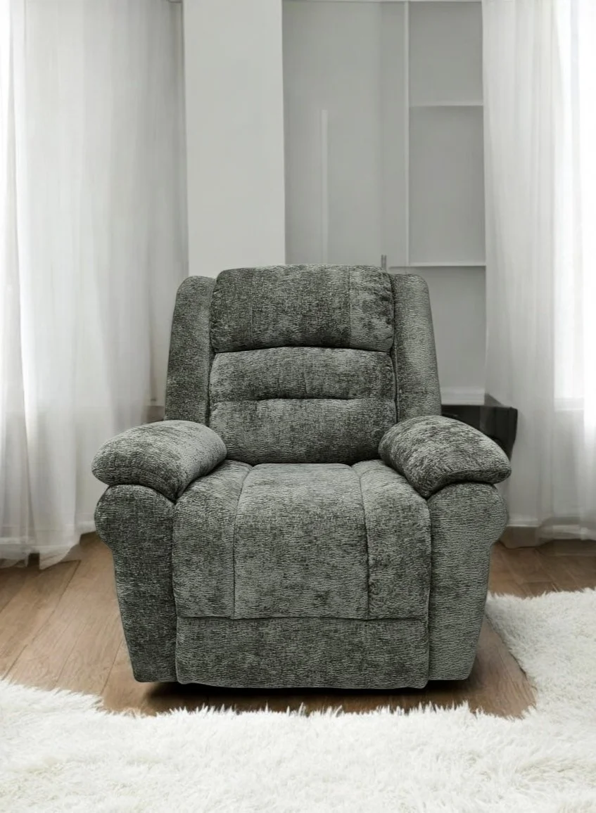 Multi Home Furniture Plush Manual Recliner Chair with Adjustable Backrest and Footrest (Grey, 1 Piece) swke8