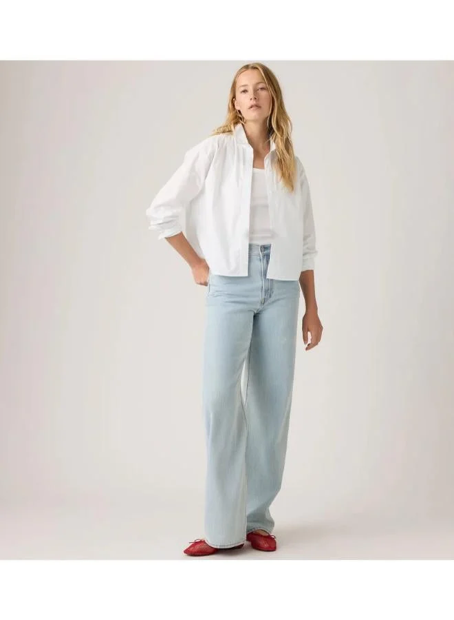 Premium Wide Leg Lightweight Denim Jeans for Women (High-Rise, Blue, Size 28) v713b