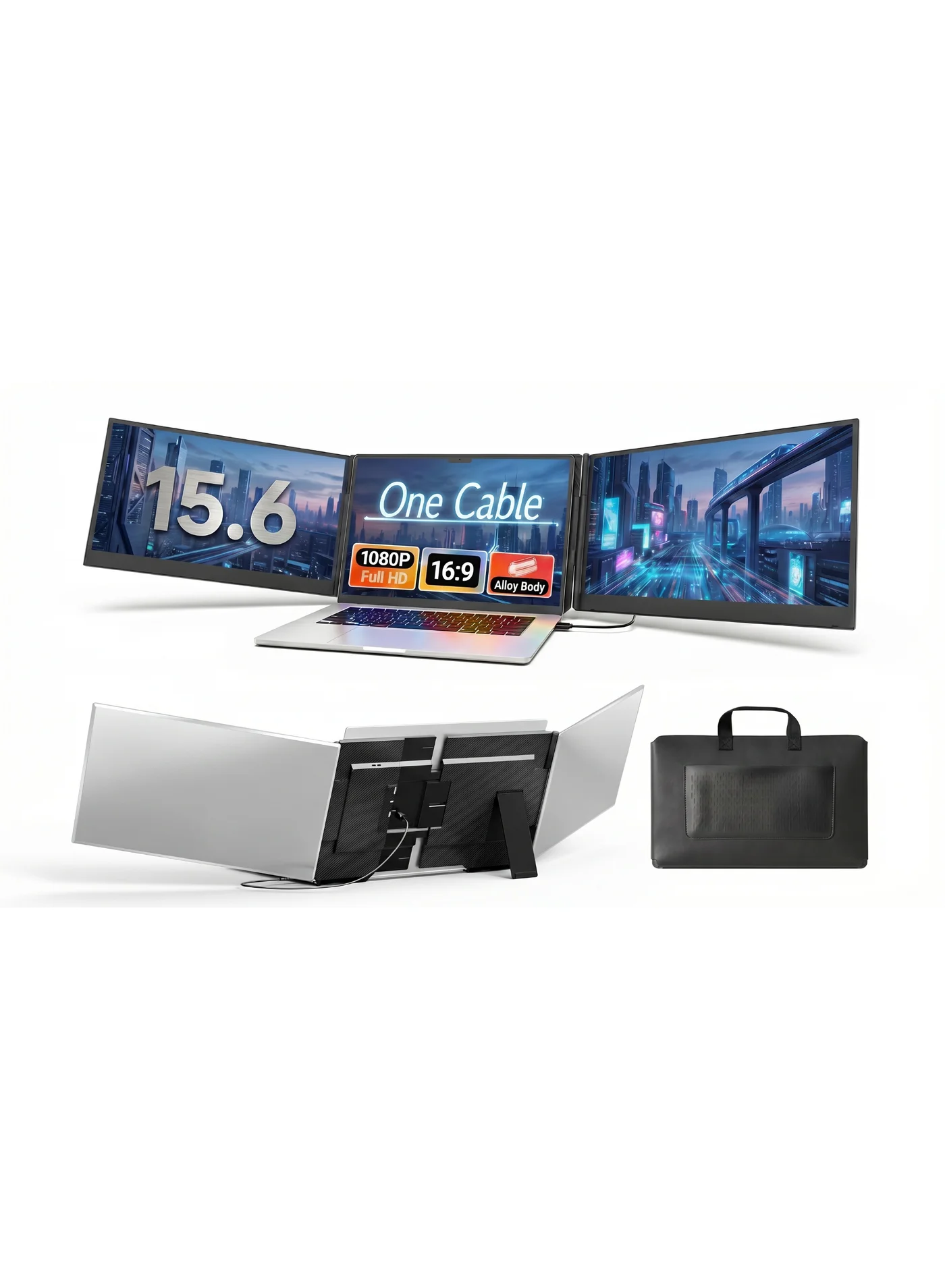 V2COM Triple Portable Monitor 15.6-inch FHD 1080P IPS Laptop Screen Extender Ultra-Slim Lightweight Travel Display (15.6 inch) 3358w