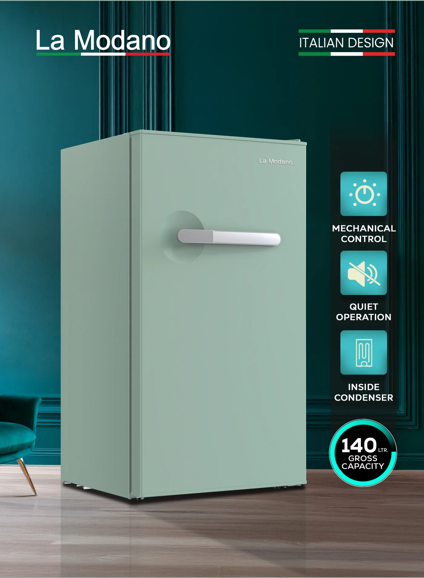 La Modano Compact Single Door Refrigerator Premium Cooling Solution with Adjustable Shelves (90L, Silver) 5m4k2