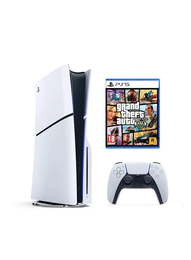 Premium Slim Gaming Console Disc Edition with Wireless Controller and Action Game Bundle (2023 Model) ne03s