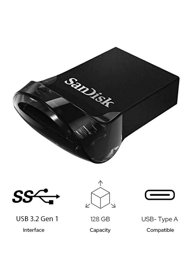 Ultra Fit Compact Flash Drive USB 3.2 Gen 1 Type A High-Speed Data Storage (128 GB) 6k54q