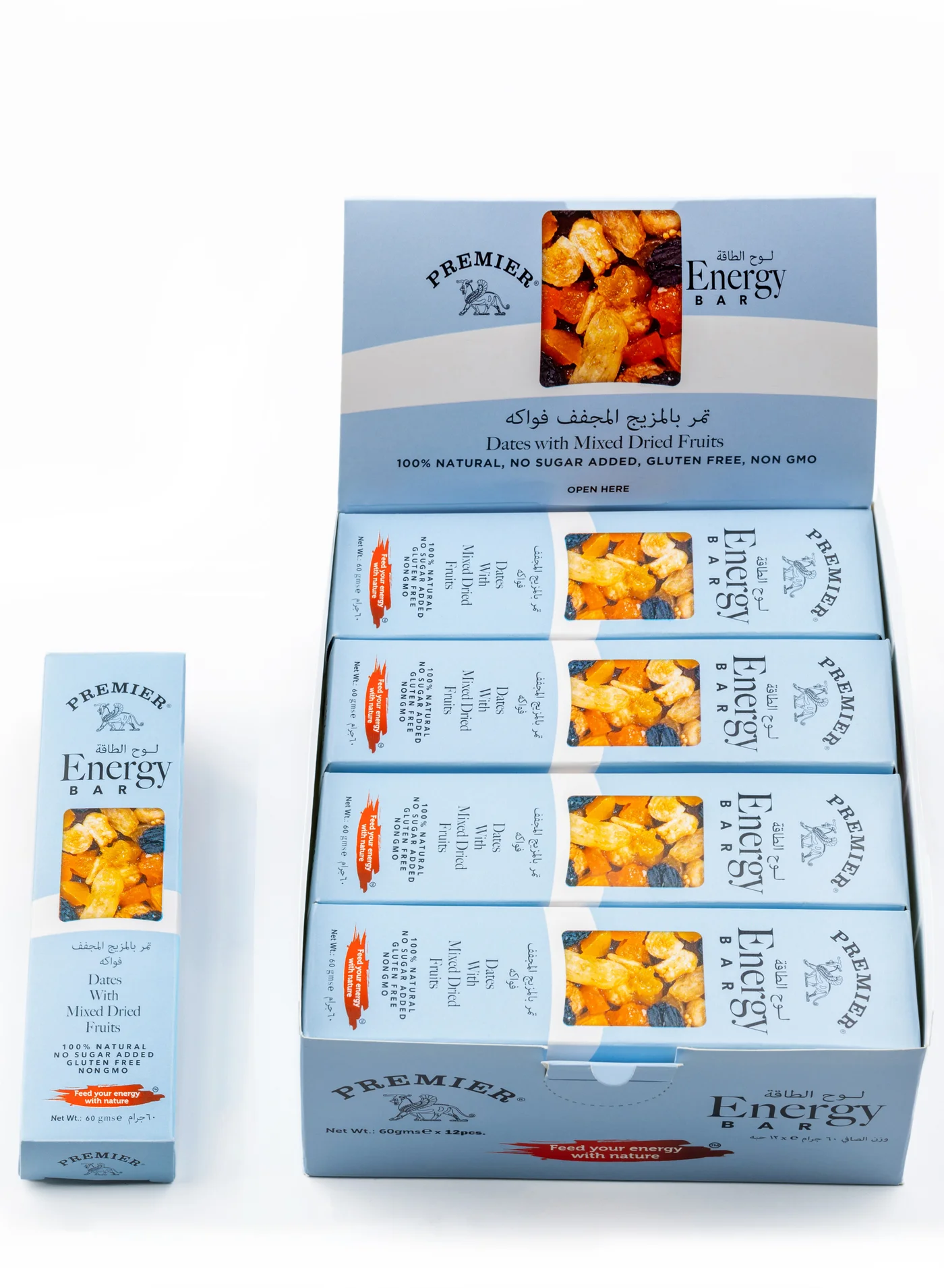 Premier Energy Bar Dates With Mixed Dried Fruits Premium Snack Pack (12 x 60g) 9o8zq