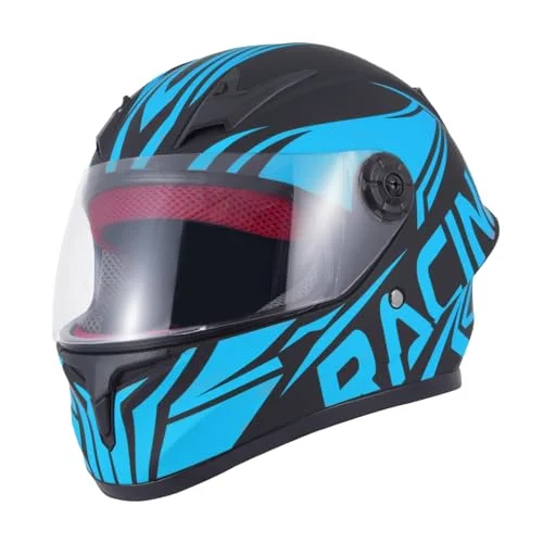 Kids Full Face Motorcycle Helmet for ATV Dirt Bike and GoKart Racing (Blue, Medium) 34izy