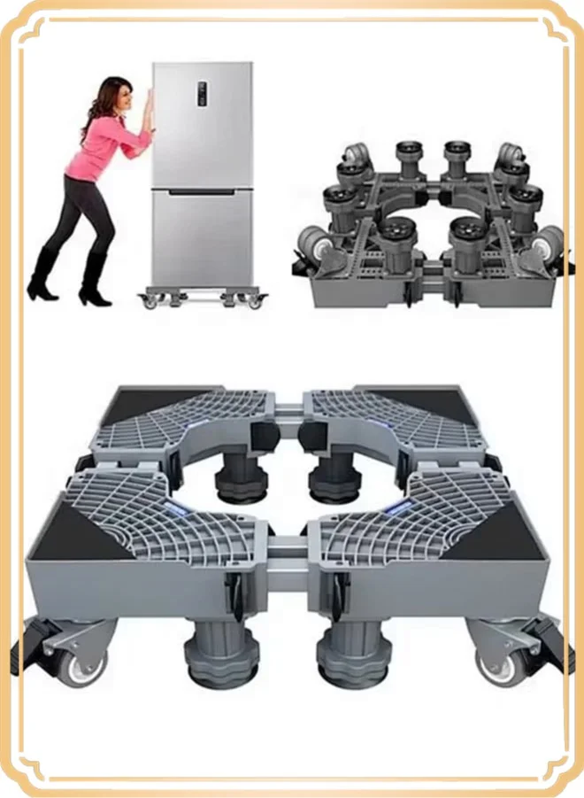APEX Adjustable Appliance Dolly Base with 8 Feet and 4 Locking Wheels for Washing Machine and Fridge (Heavy-Duty, Square) s9a9i