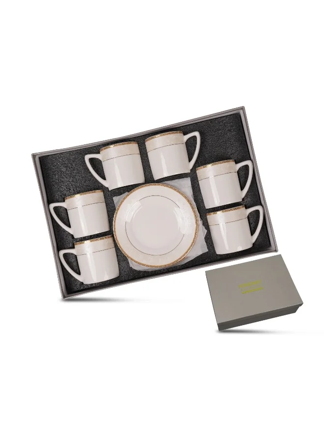 Homeway New Bone China Tea and Coffee Cup and Saucer Set (12 Pieces, 180 mL, White) w8la5