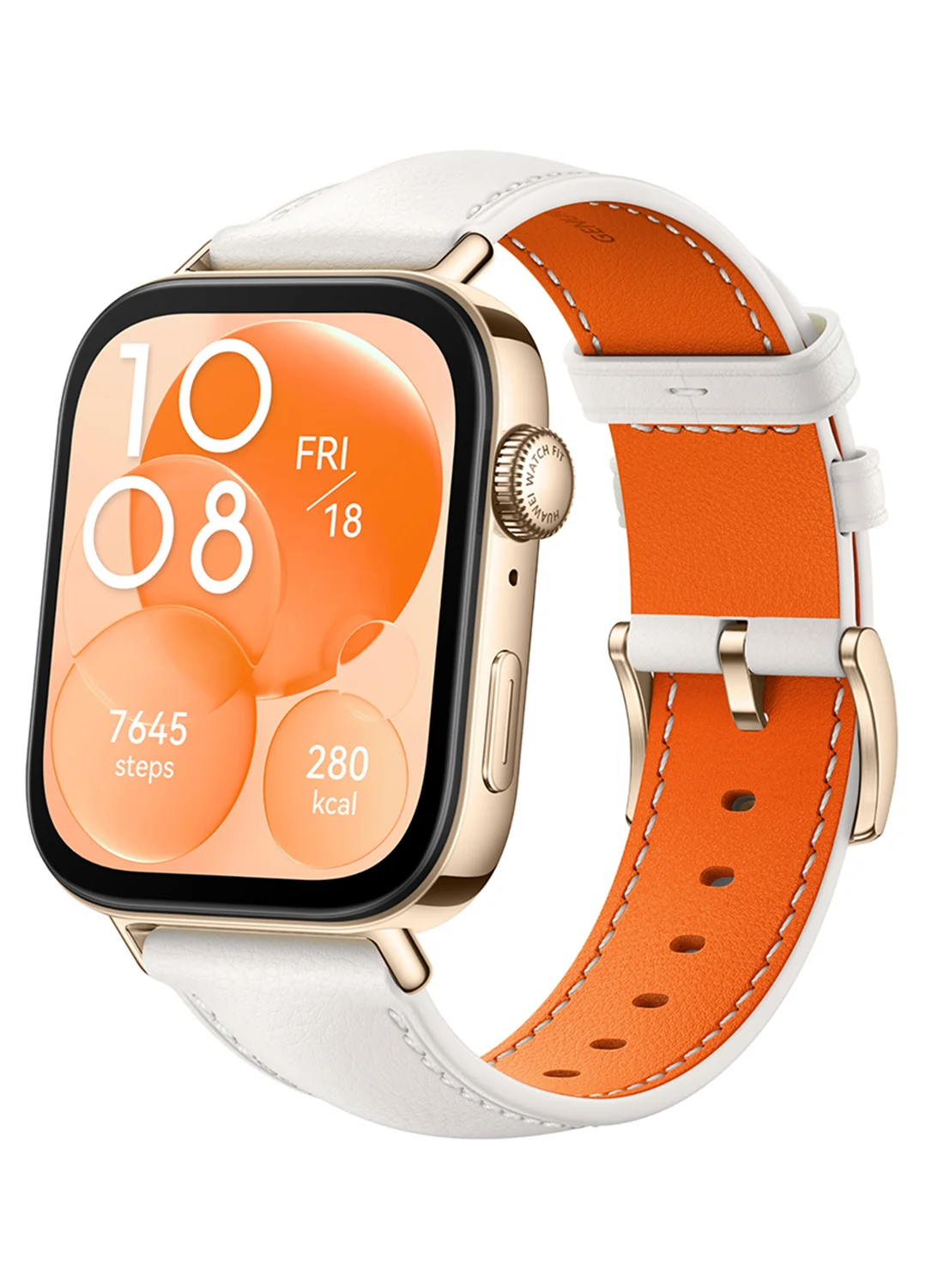 Smart Fit 3 Smartwatch 1.82 Inch AMOLED Display Ultra Slim Design with Leather Strap (White, 4.6 cm) mbzkc