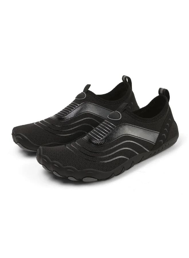 ShebSheb Wide Toe Box Water Shoes Non-Slip Quick-Dry Aqua Footwear for Swimming Yoga Hiking (Black, Unisex) zcf5u