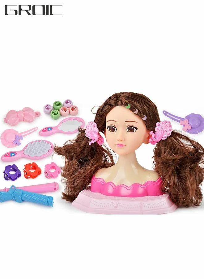 GROIC Hair Styling Doll Head Toy, Professional Makeup and Braiding Practice Model, Premium ABS Material, Educational Playset for Kids (1 Set) amm4p