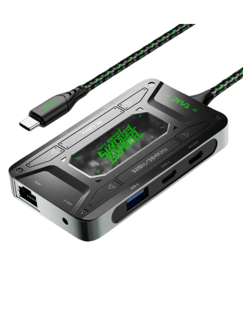 PIVA DS7 PRO Type C 7-in-1 Multiport Hub with 100W Power Delivery and 32-bit Audio Output (1 Unit) yeyi7