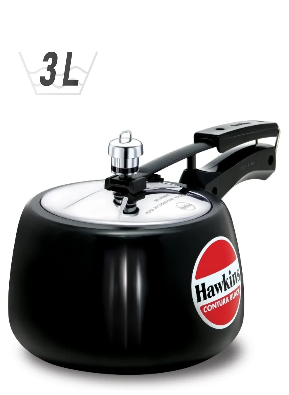 Hawkins Contura Hard Anodised Pressure Cooker Premium Kitchen Cookware (Black, 3 L) re4zg