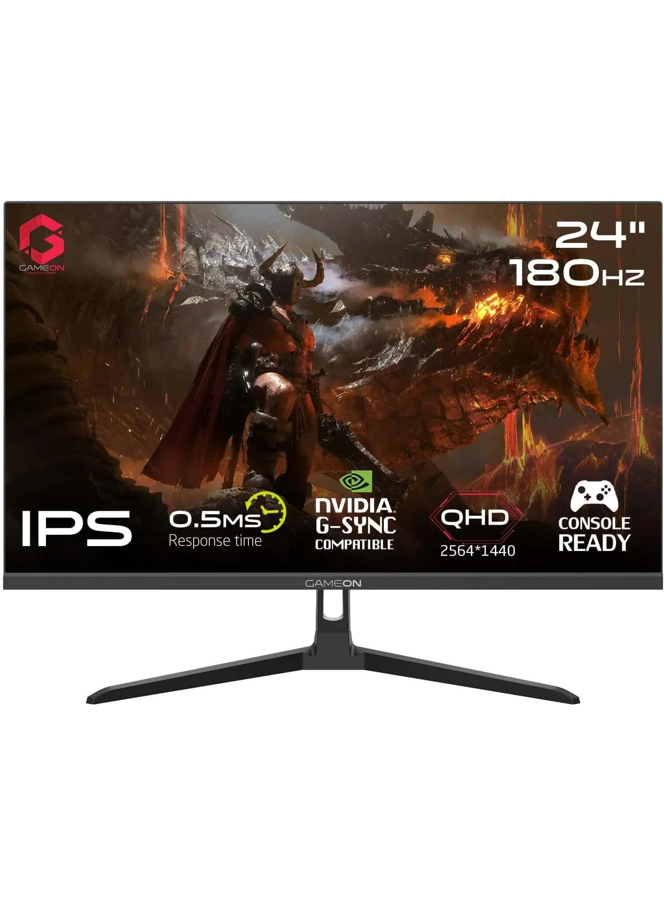 GAMEON 24-inch QHD Gaming Monitor, 180Hz IPS Display, 0.5ms Response Time, HDR, HDMI 2.1, Console Ready (Black, 24 inch) efx3a