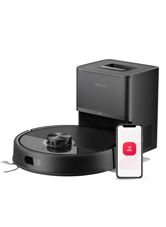 Premium Robot Vacuum and Mop with Self-Emptying Base, 10000Pa Suction, LiDAR Navigation, Dual Anti-Tangle System for Pet Hair and Carpet (Black, 60 W) iolam