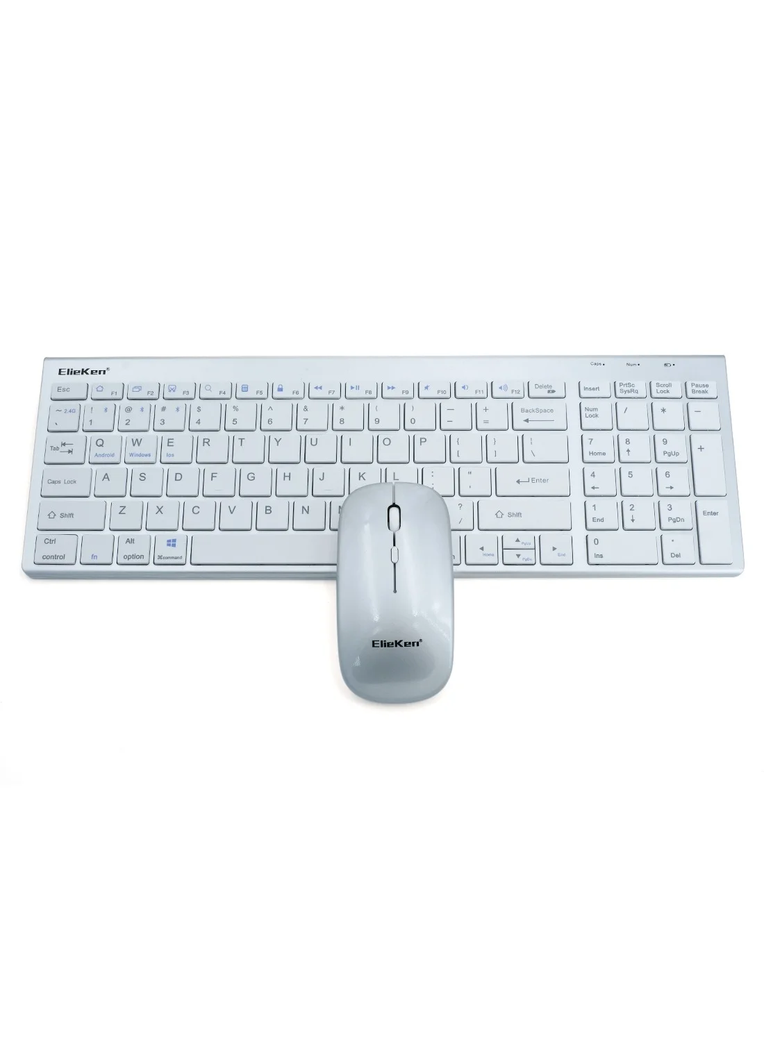 ElieKen Wireless Keyboard and Mouse Combo Ultra-Thin Three-Mode Bluetooth Desktop Set (Silver) dgkun