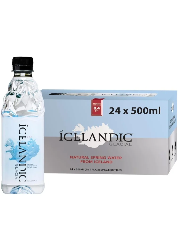 Icelandic Glacial Natural Spring Water Premium Alkaline Mineral Water (24 x 500 mL) ex5y5